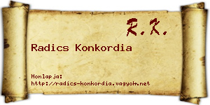 Radics Konkordia névjegykártya